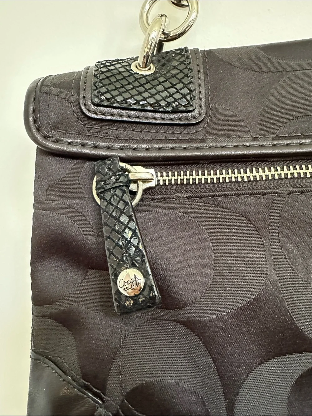 Coach Black Shoulder Bag with Silver Turn-Lock - Picture 8 of 10